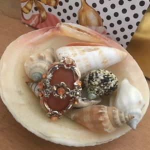 Orange stone flower costume ring